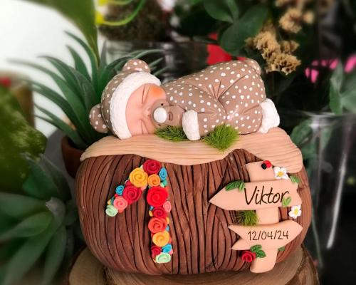 Figurine décoration de gâteau bébé avec chiffre et prénom - trop mignon - personnalisable