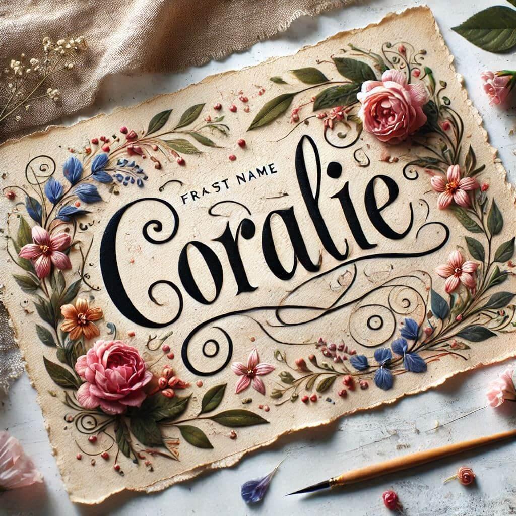 le prenom coralie ecrit sur un papier