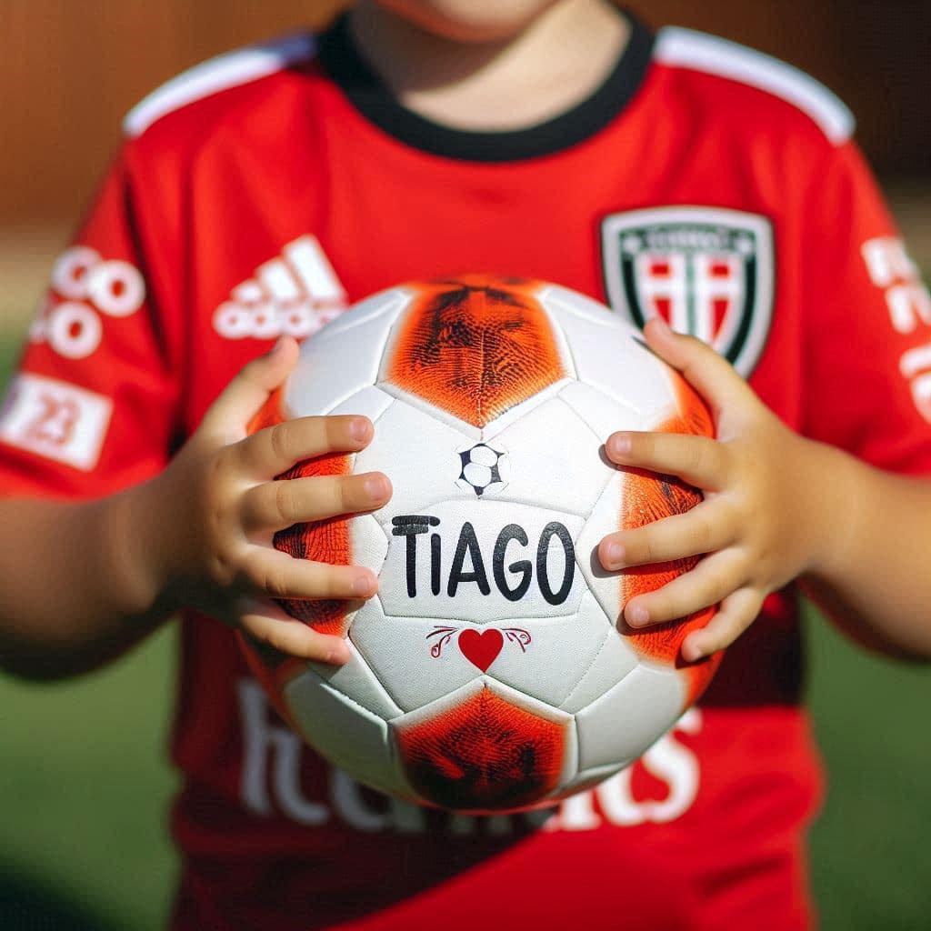 Ballon de football personnalise avec le prenom tiago