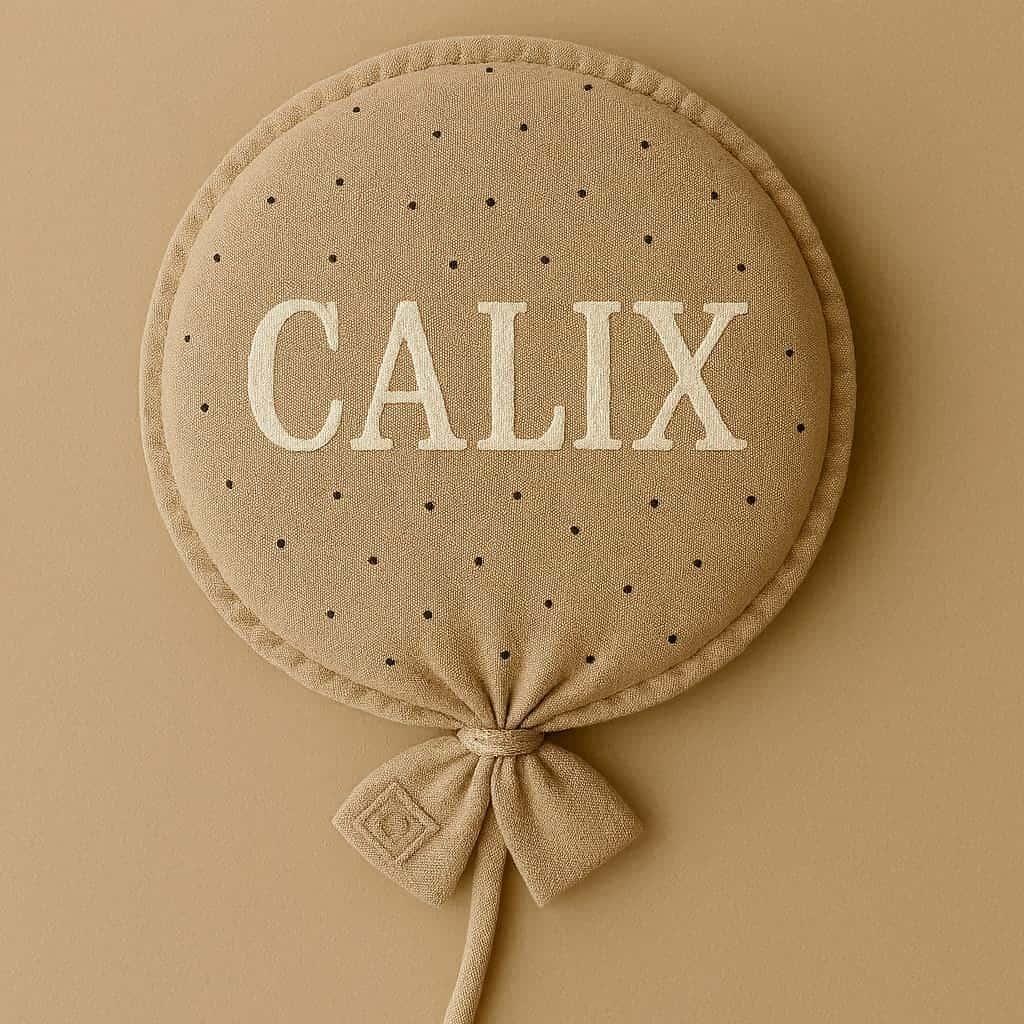 Ballon en tissus prenom calix decoration murale creation artisanale idee cadeau pour chambre de bebe