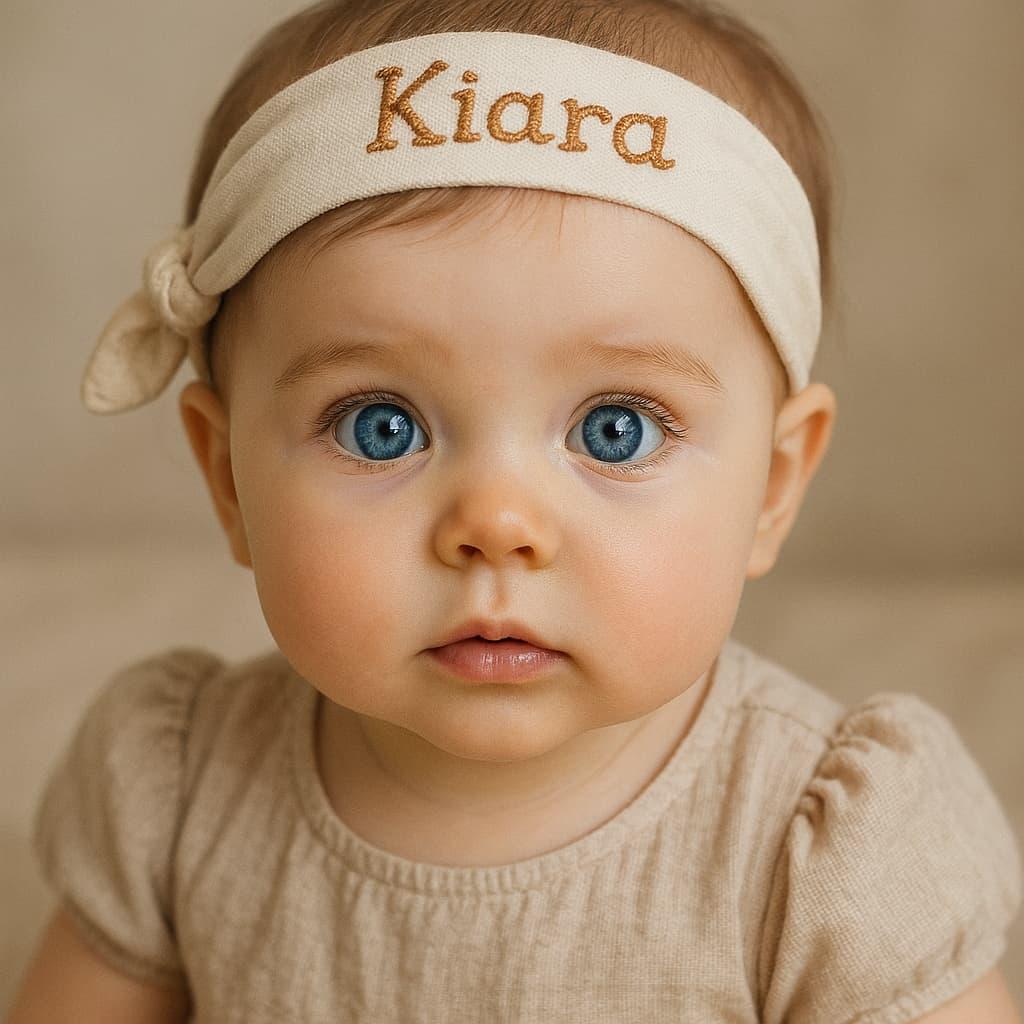 Bebe fille trop chou qui s appelle kiara bandeau personnalise avec son prenom