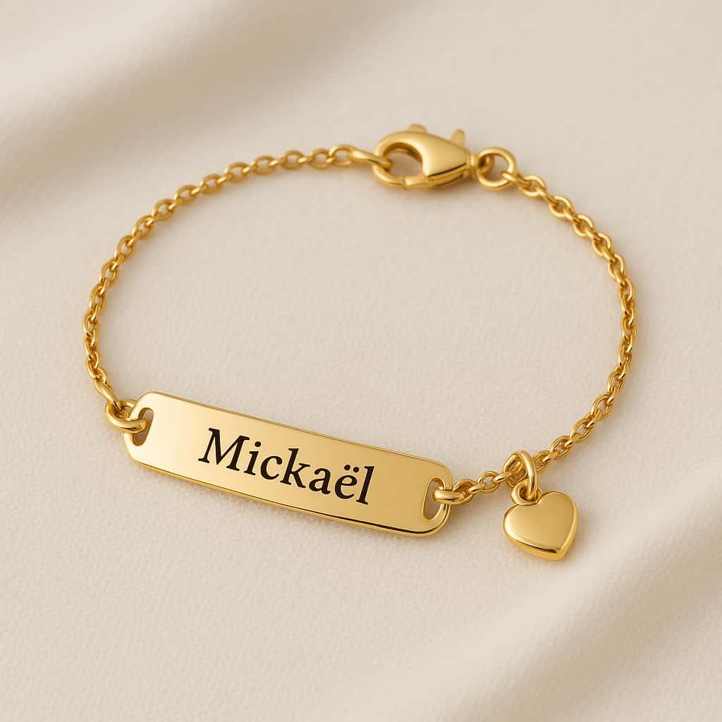 Bijou personnalise pour bebe avec le prenom mickael