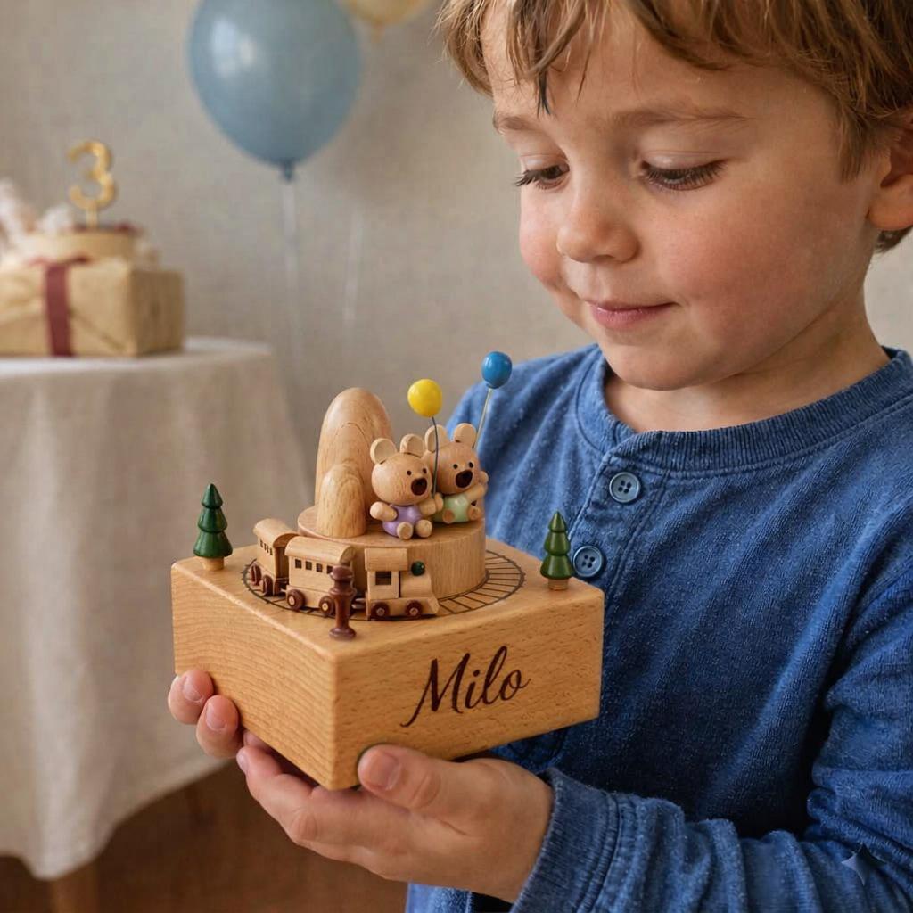 Boite musicale personnalisee avec le prenom milo