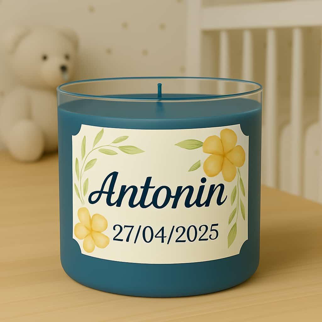 Bougie personnalisee avec le prenom antonin