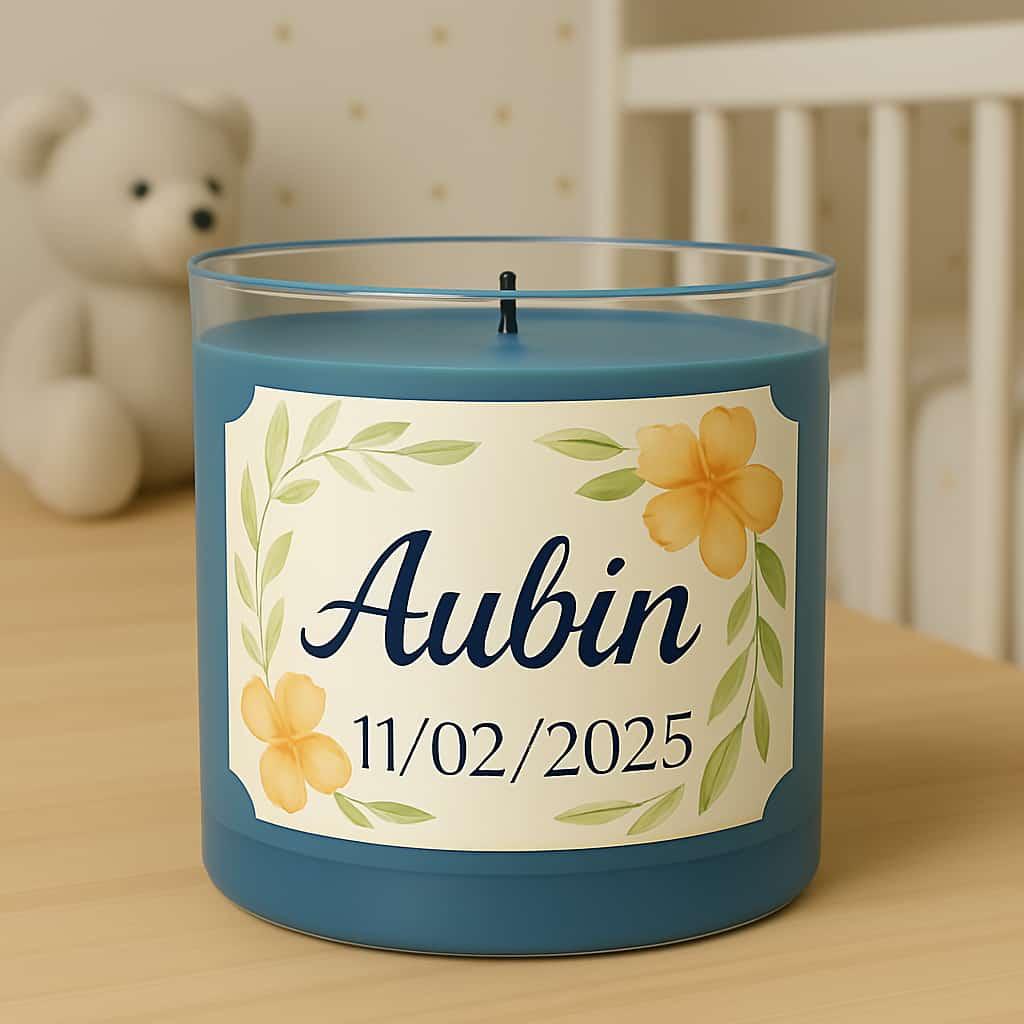 Bougie personnalisee avec le prenom aubin