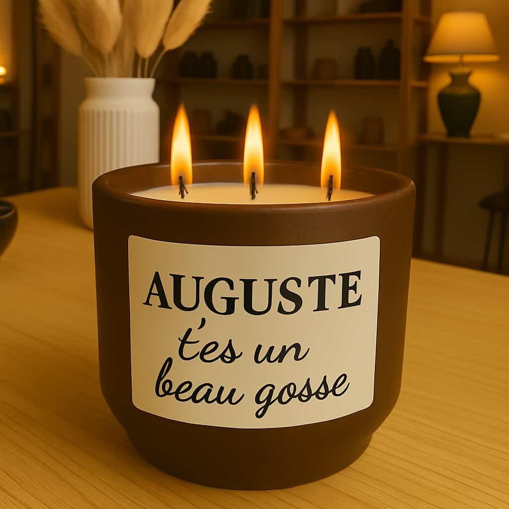 Bougie personnalisee avec le prenom auguste t es un beau gosse