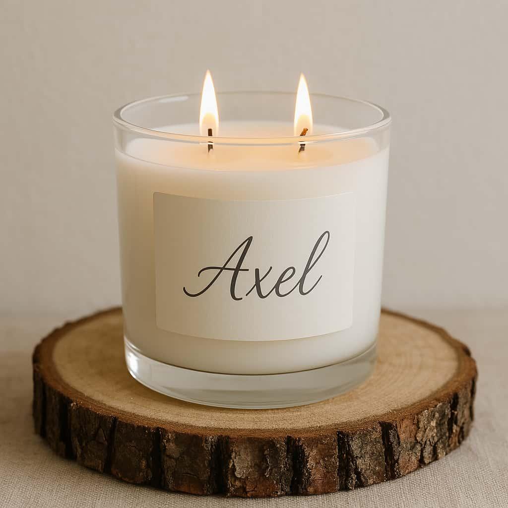 Bougie personnalisee avec le prenom axel