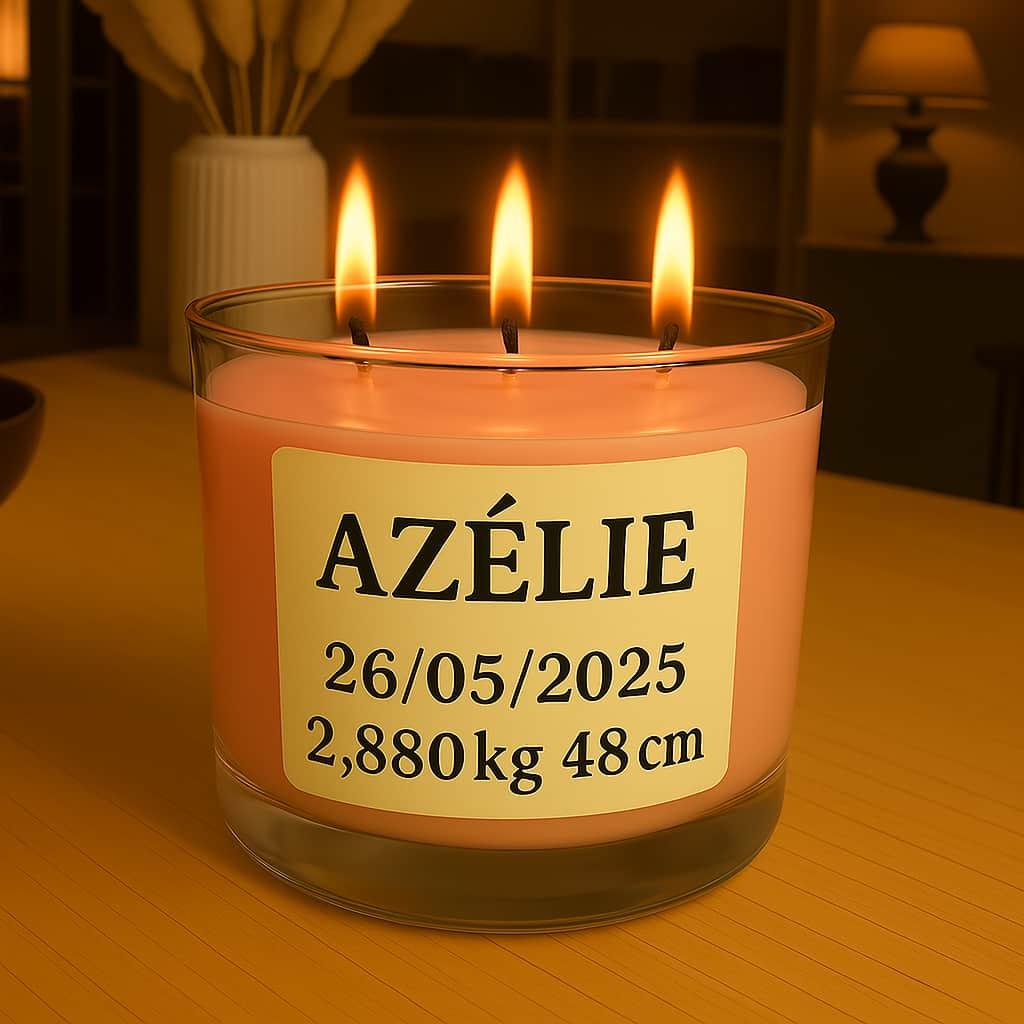 Bougie personnalisee avec le prenom azelie