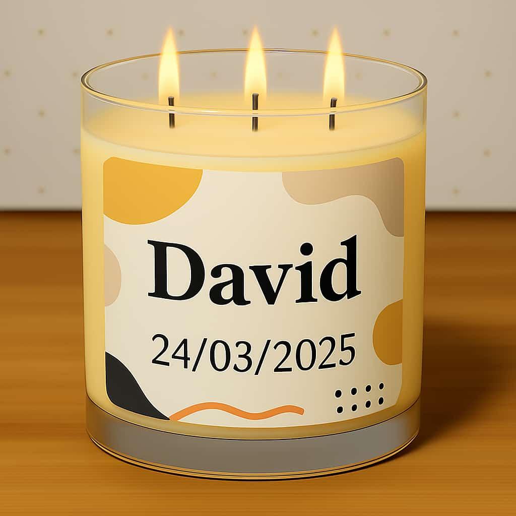 Bougie personnalisee avec le prenom david cadeau avec date de naissance