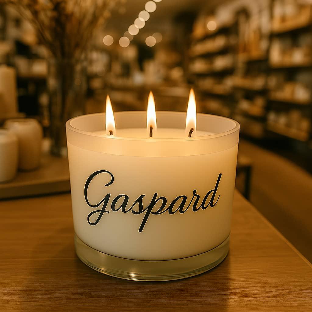 Bougie personnalisee avec le prenom gaspard