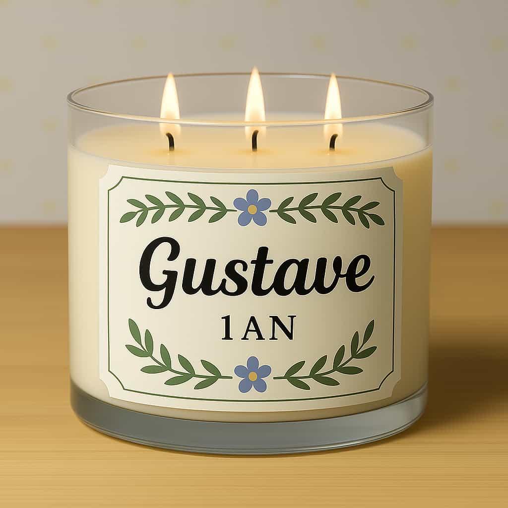 Bougie personnalisee avec le prenom gustave