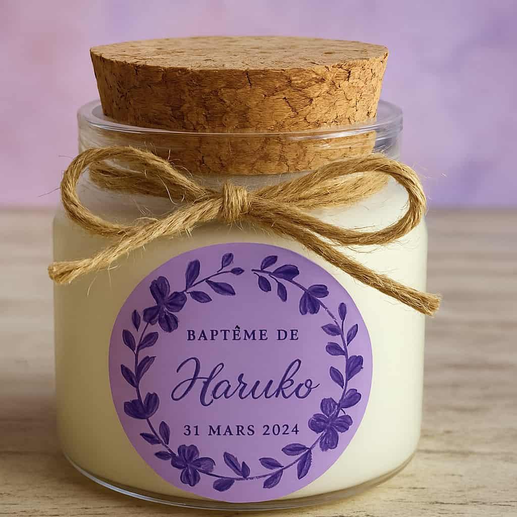Bougie personnalisee avec le prenom haruko