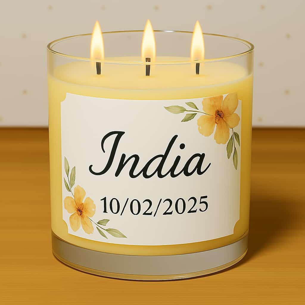 Bougie personnalisee avec le prenom india