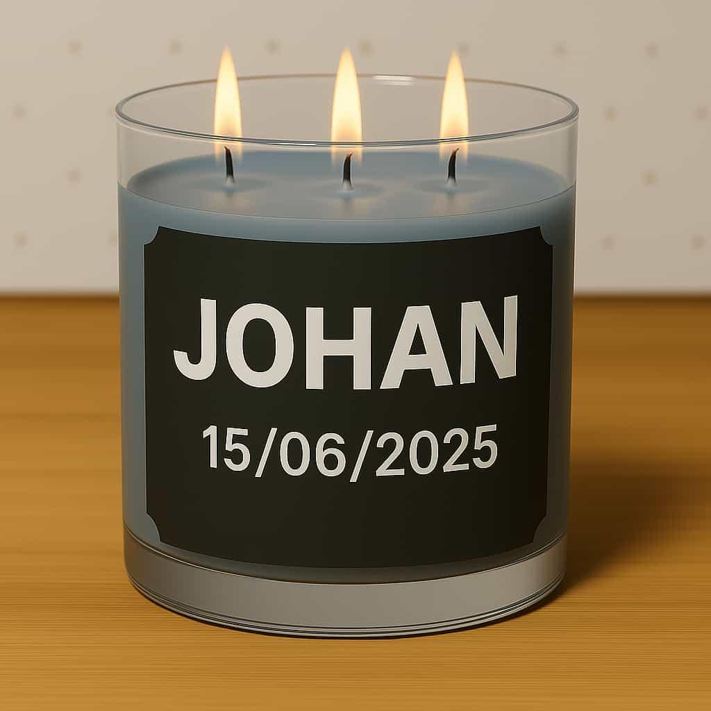 Bougie personnalisee avec le prenom johan