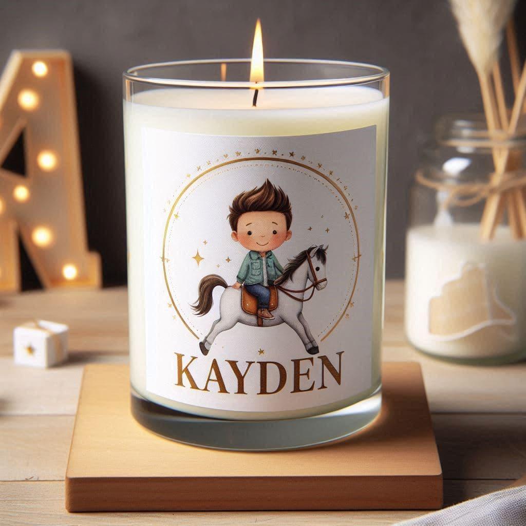 Bougie personnalisee avec le prenom kayden cadeau enfant