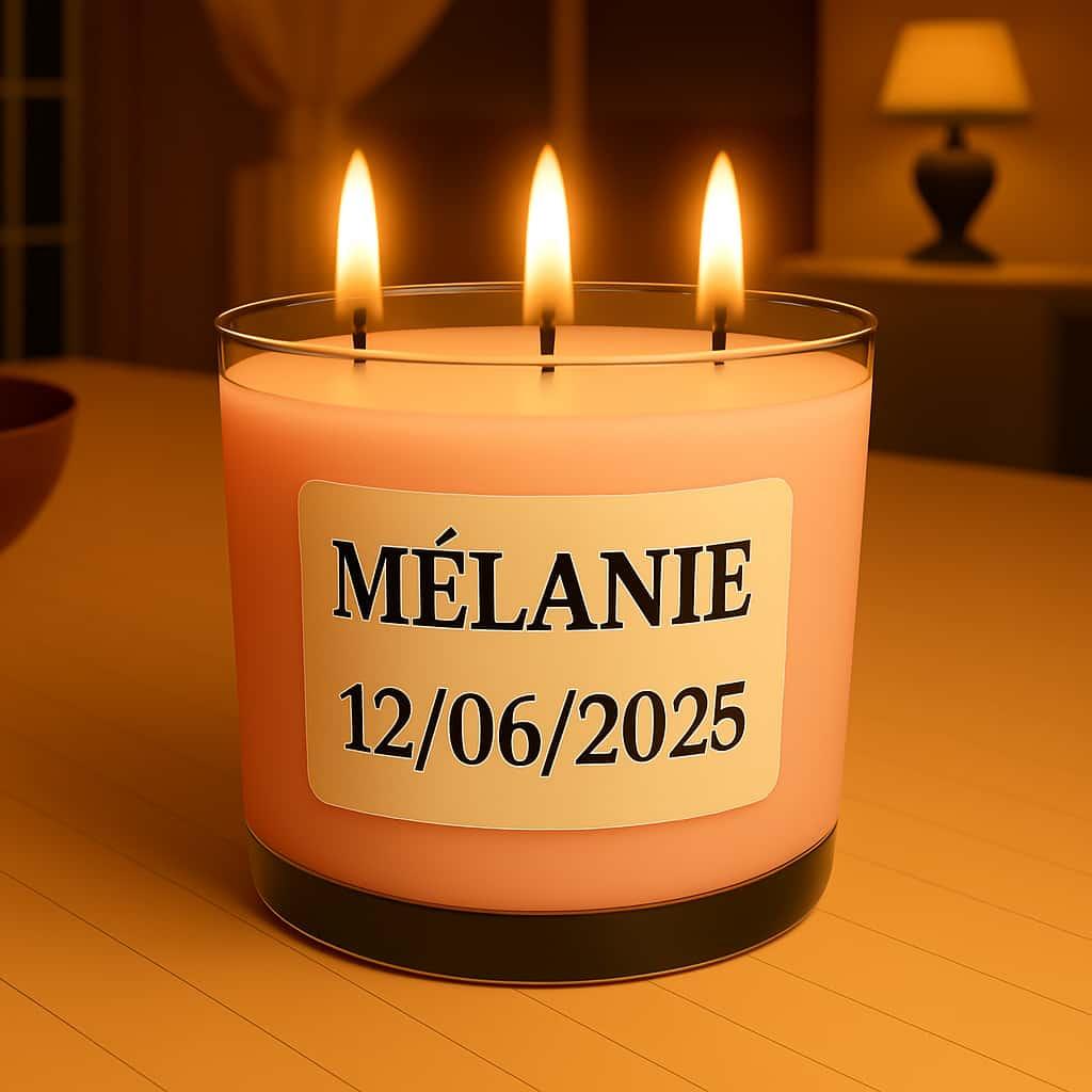 Bougie personnalisee avec le prenom melanie