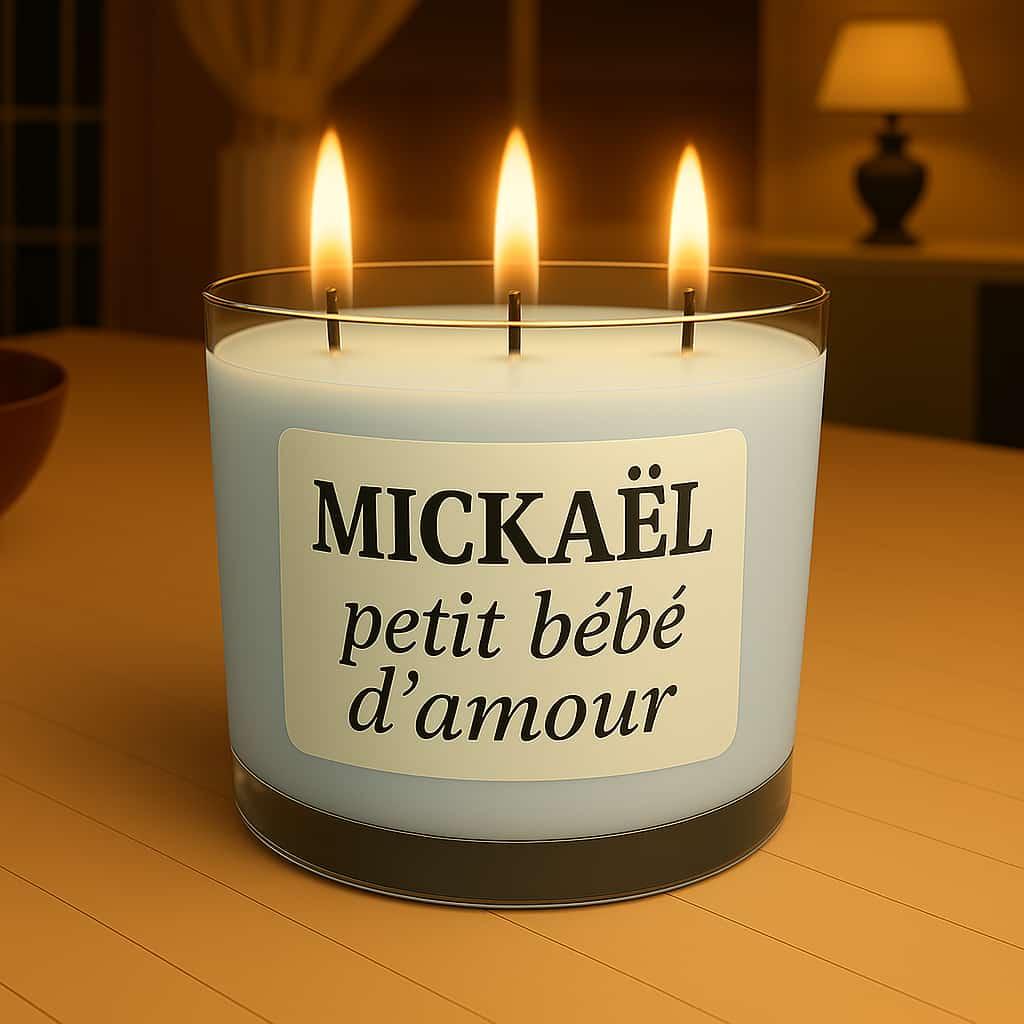 Bougie personnalisee avec le prenom mickael