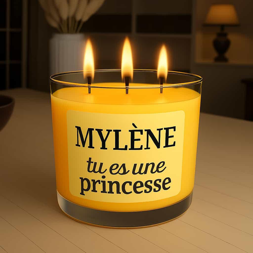 Bougie personnalisee avec le prenom mylene