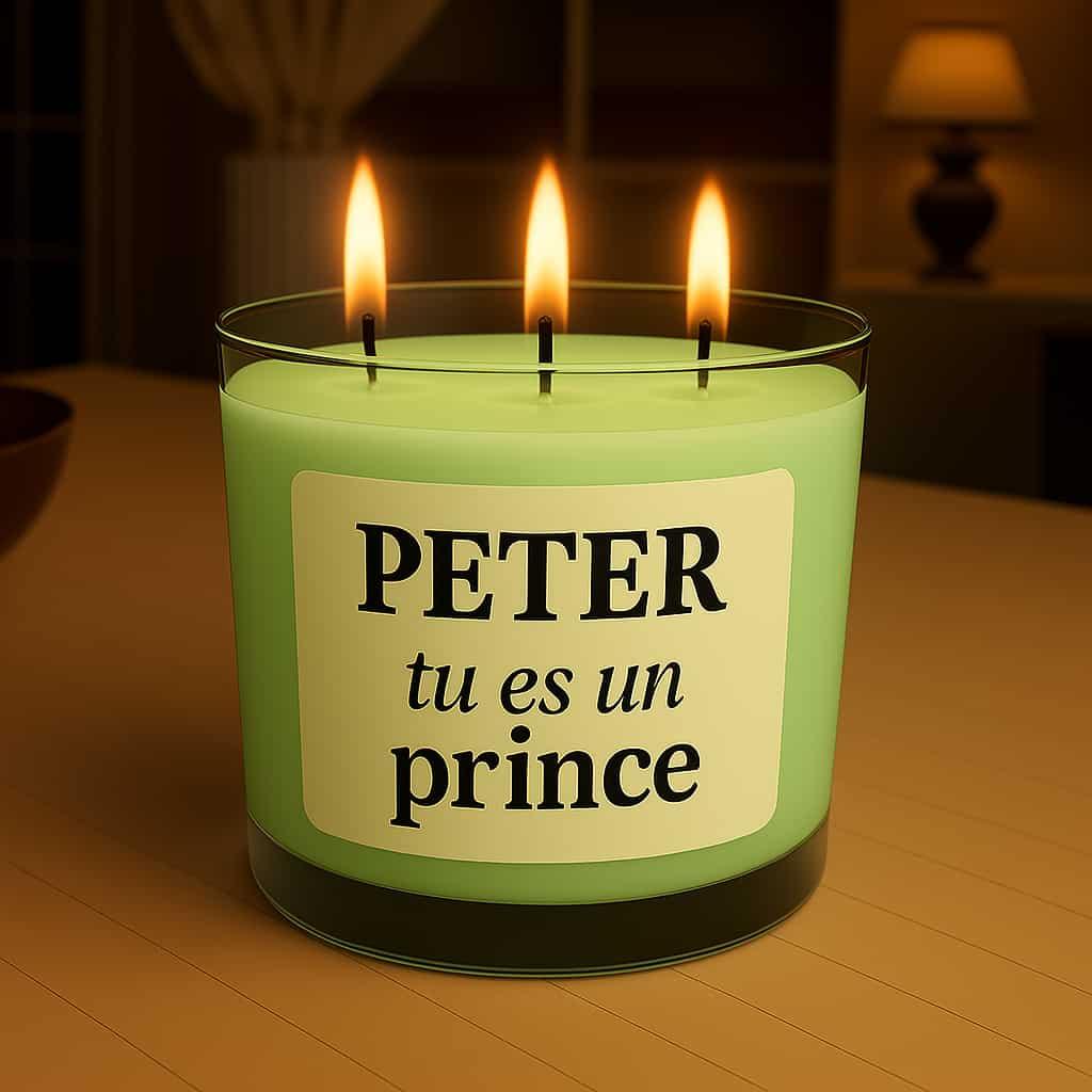 Bougie personnalisee avec le prenom peter