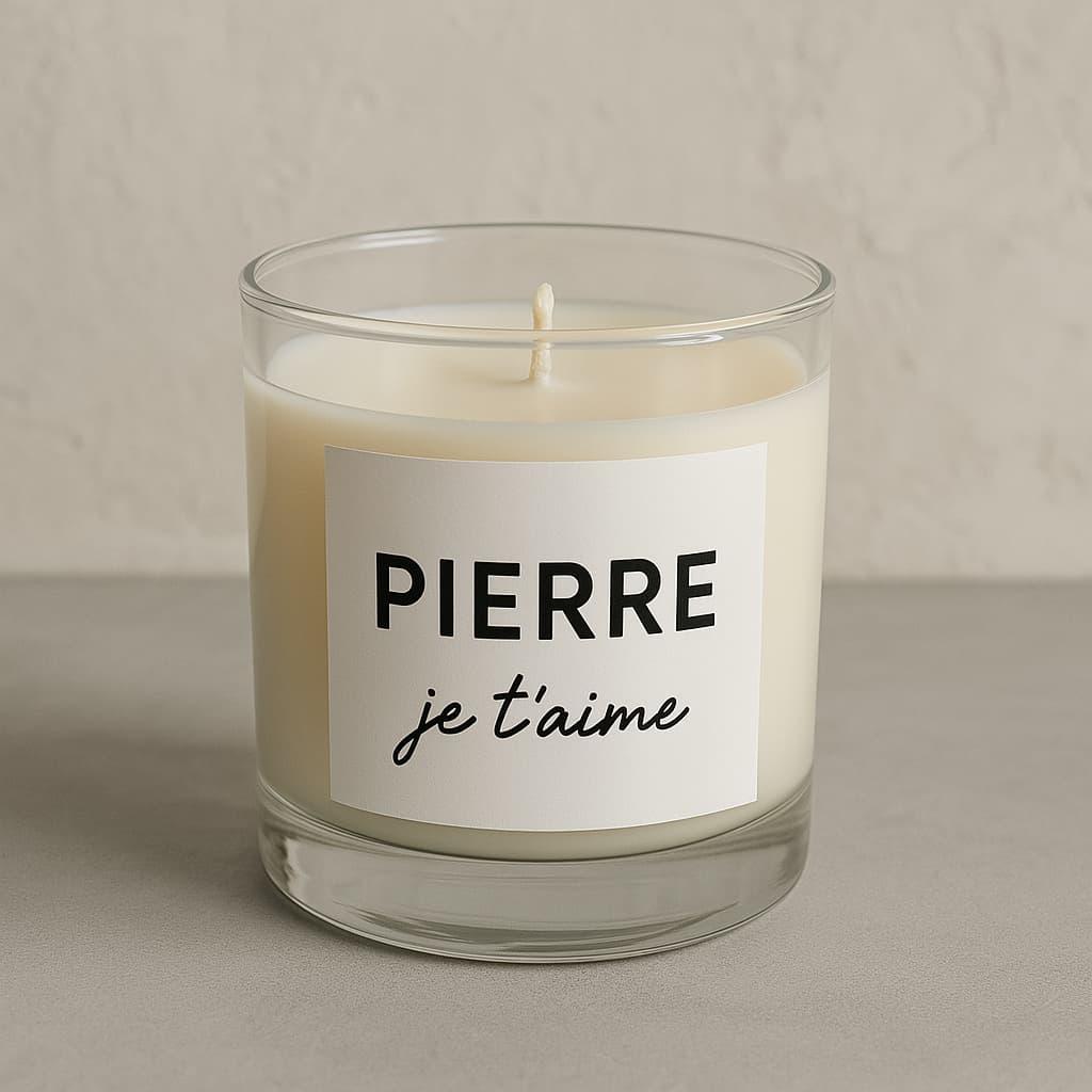 Bougie personnalisee avec le prenom pierre je t aime