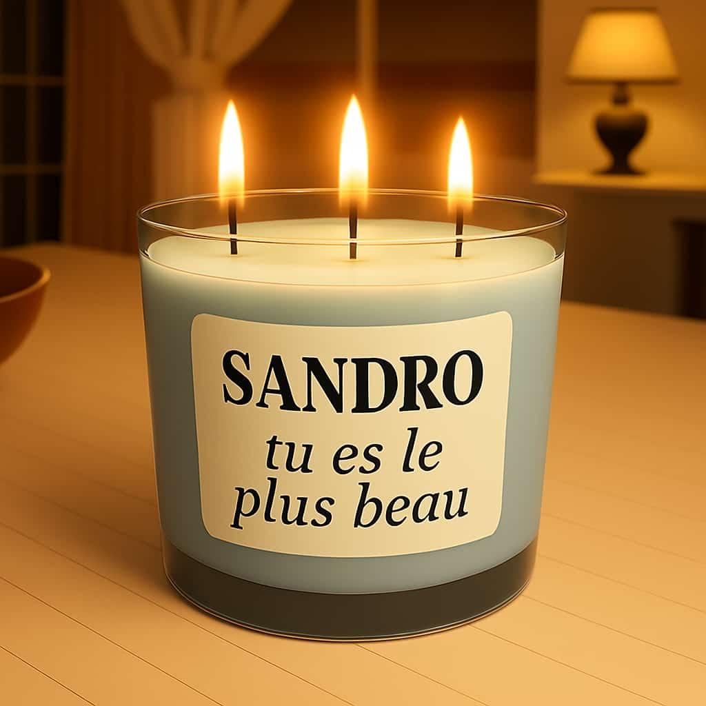 Bougie personnalisee avec le prenom sandro