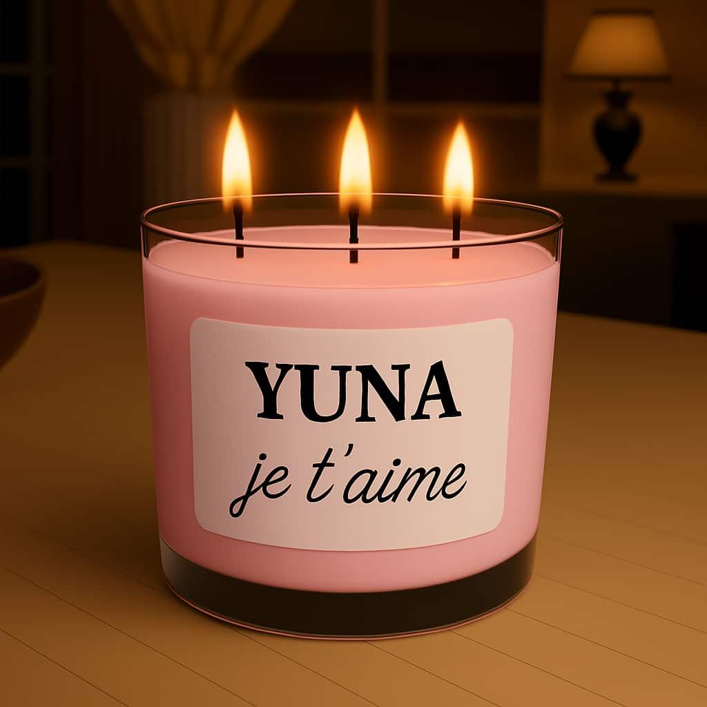 Bougie personnalisee avec le prenom yuna