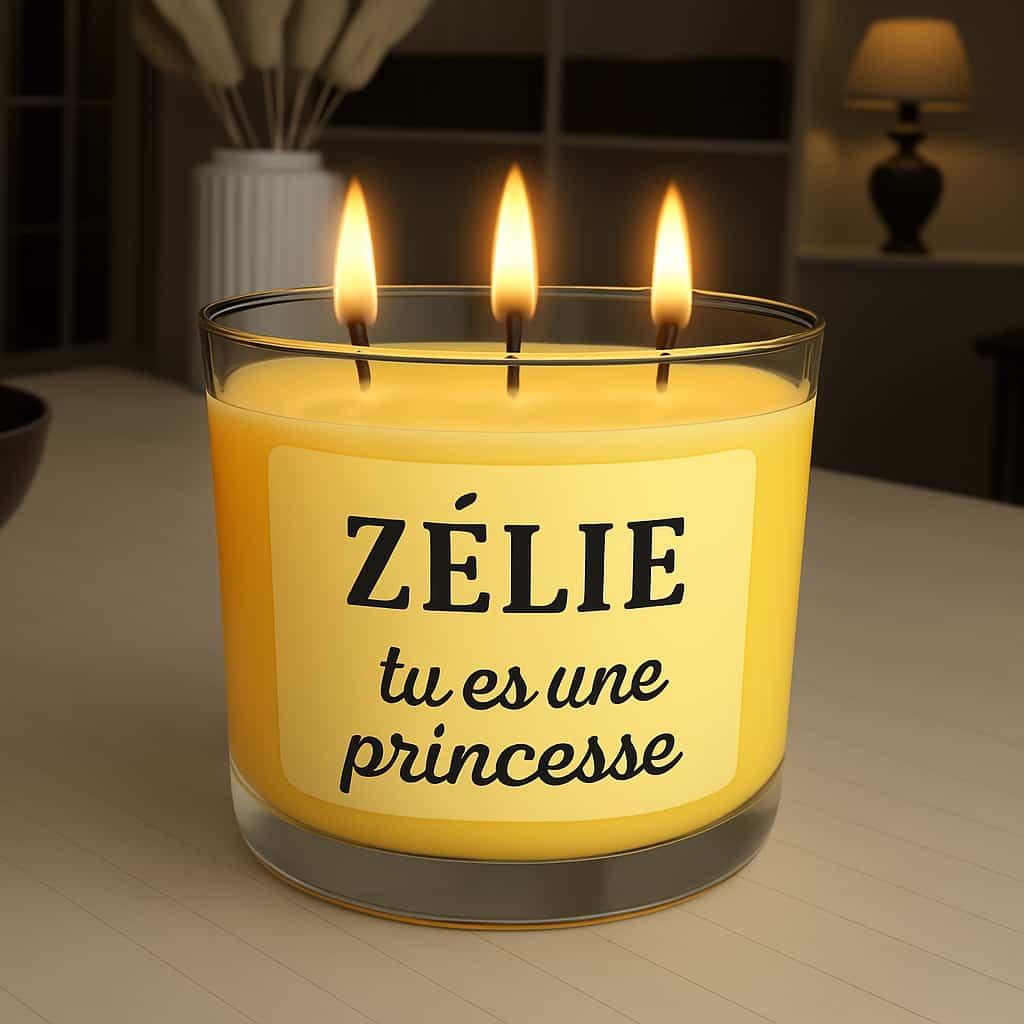 Bougie personnalisee avec le prenom zelie tu es une princesse