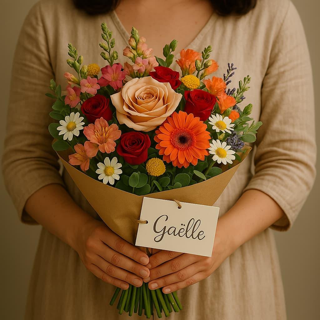Bouquet de fleurs personnalise avec le prenom gaelle