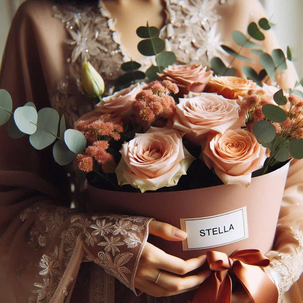 Bouquet de fleurs personnalise avec le prenom stella