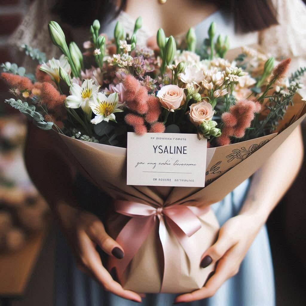 Bouquet de fleurs personnalise avec le prenom ysaline
