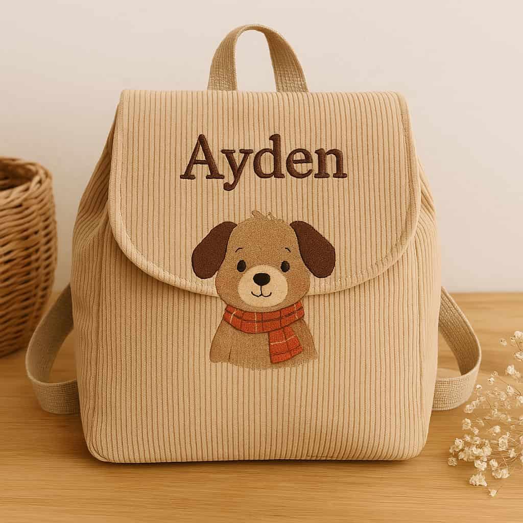 Cartable d enfant personnalise avec le prenom ayden theme chien