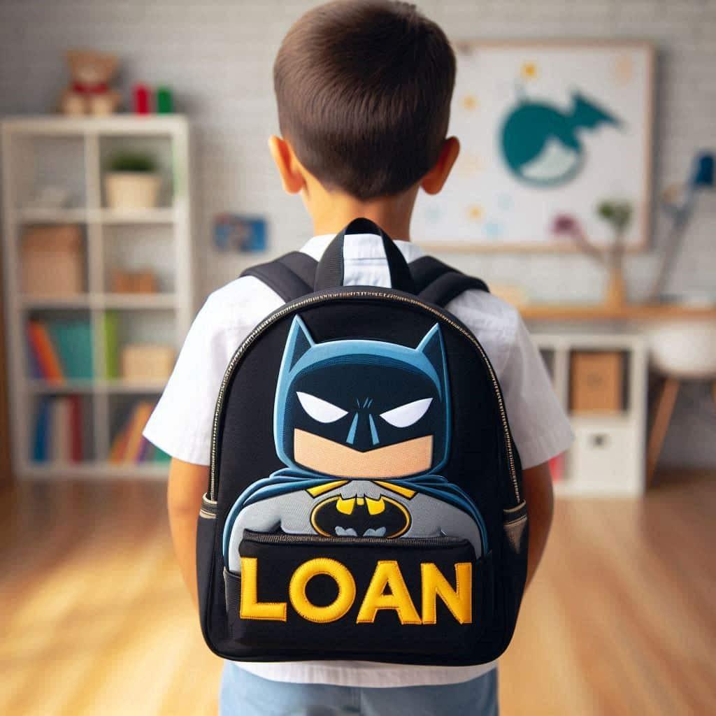 Cartable d enfant personnalise avec le prenom loan theme batman
