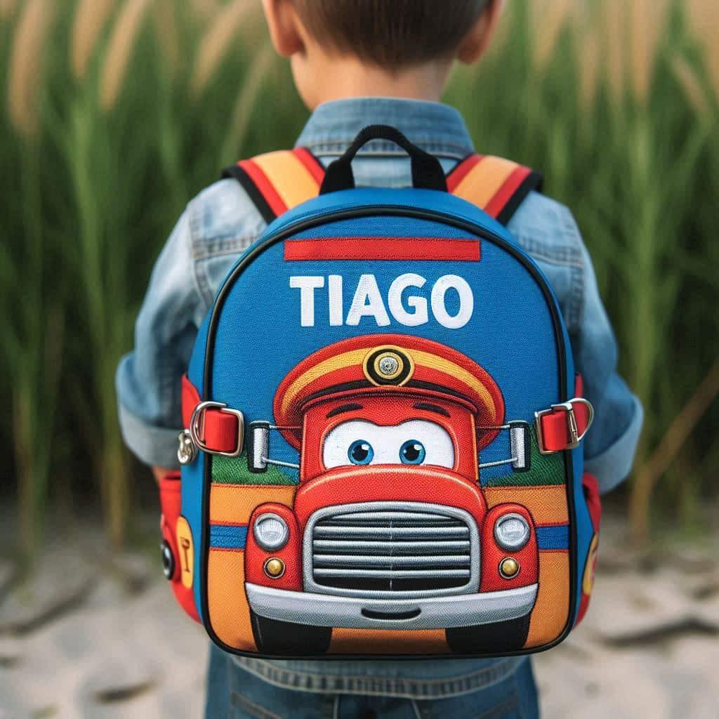 Cartable d enfant personnalise avec le prenom tiago