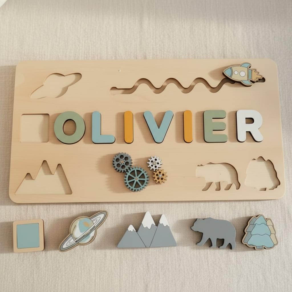 Casse tete en bois personnalise avec le prenom Olivier
