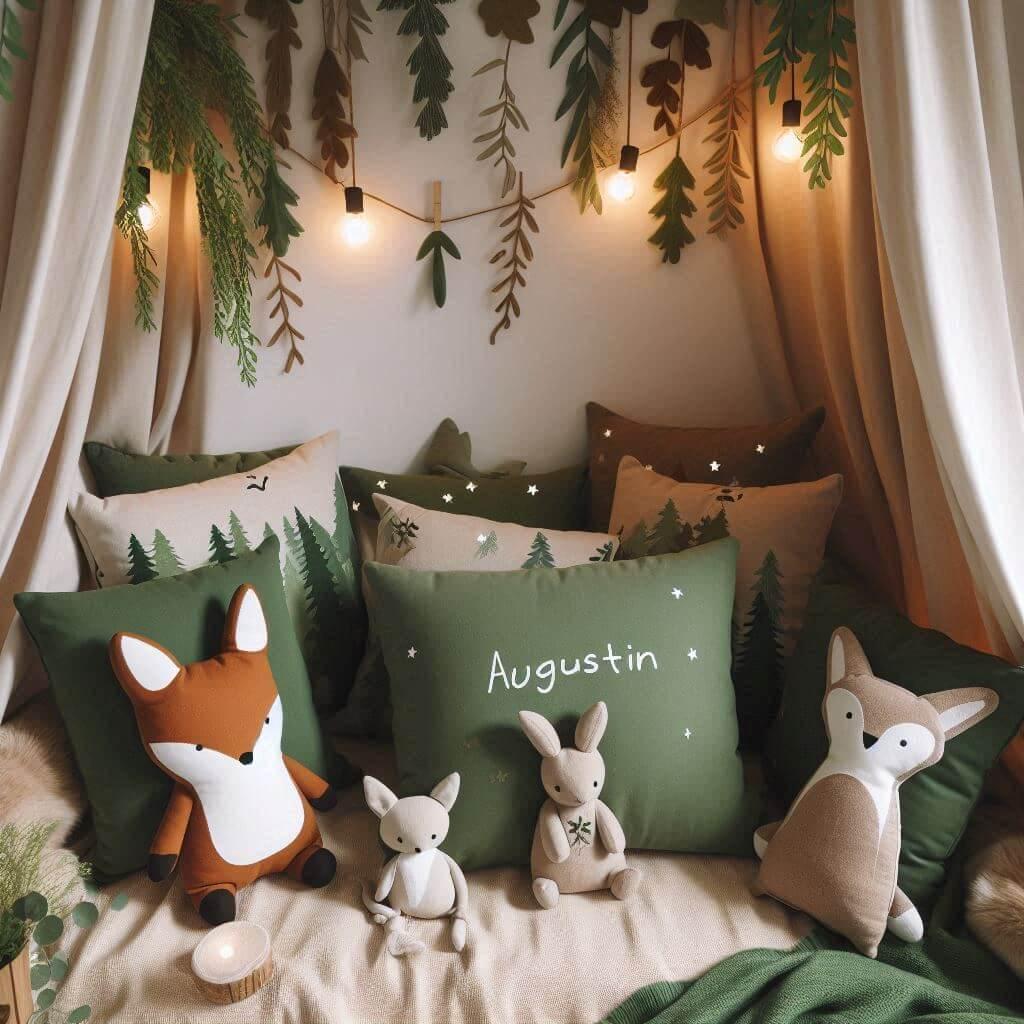 Chambre augustin theme animaux de la foret couleur vert sapin