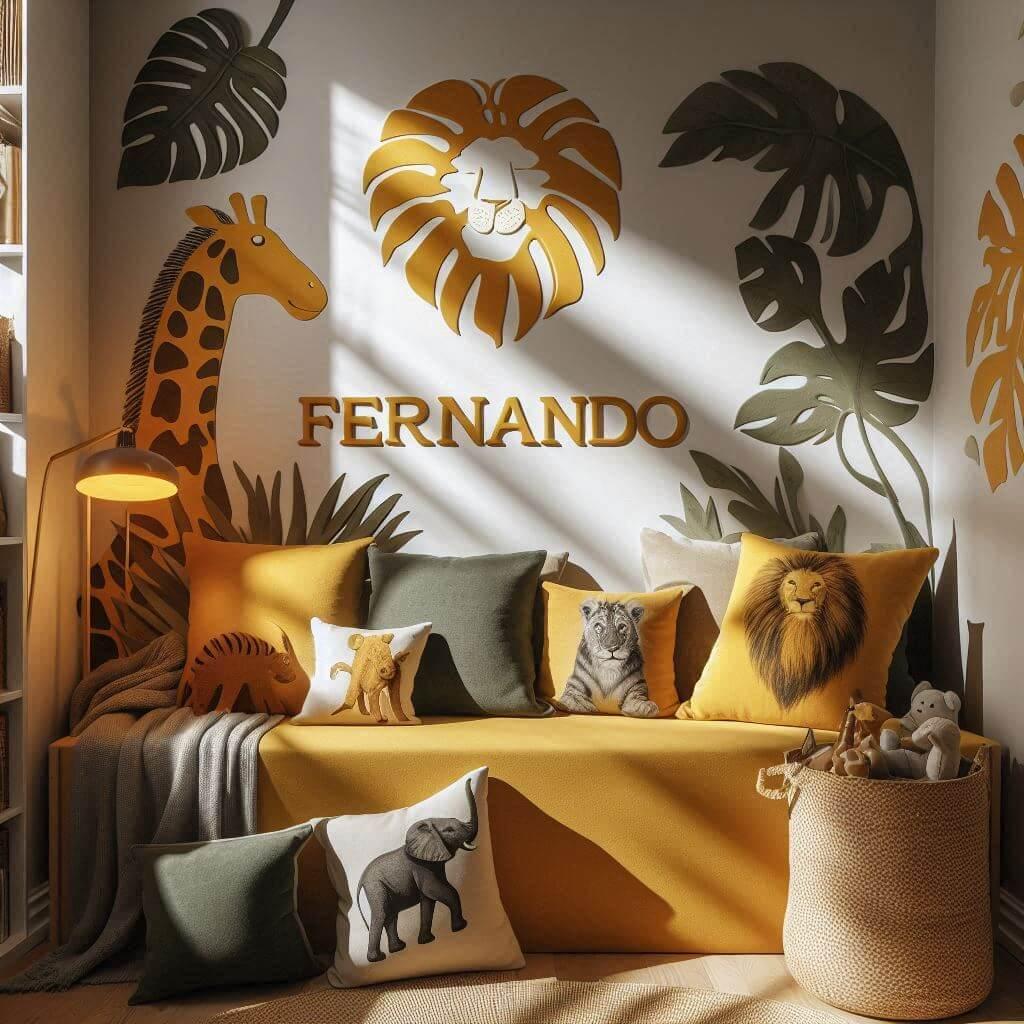 deco enfant chambre savane africaine personnalisée avec le prenom fernando
