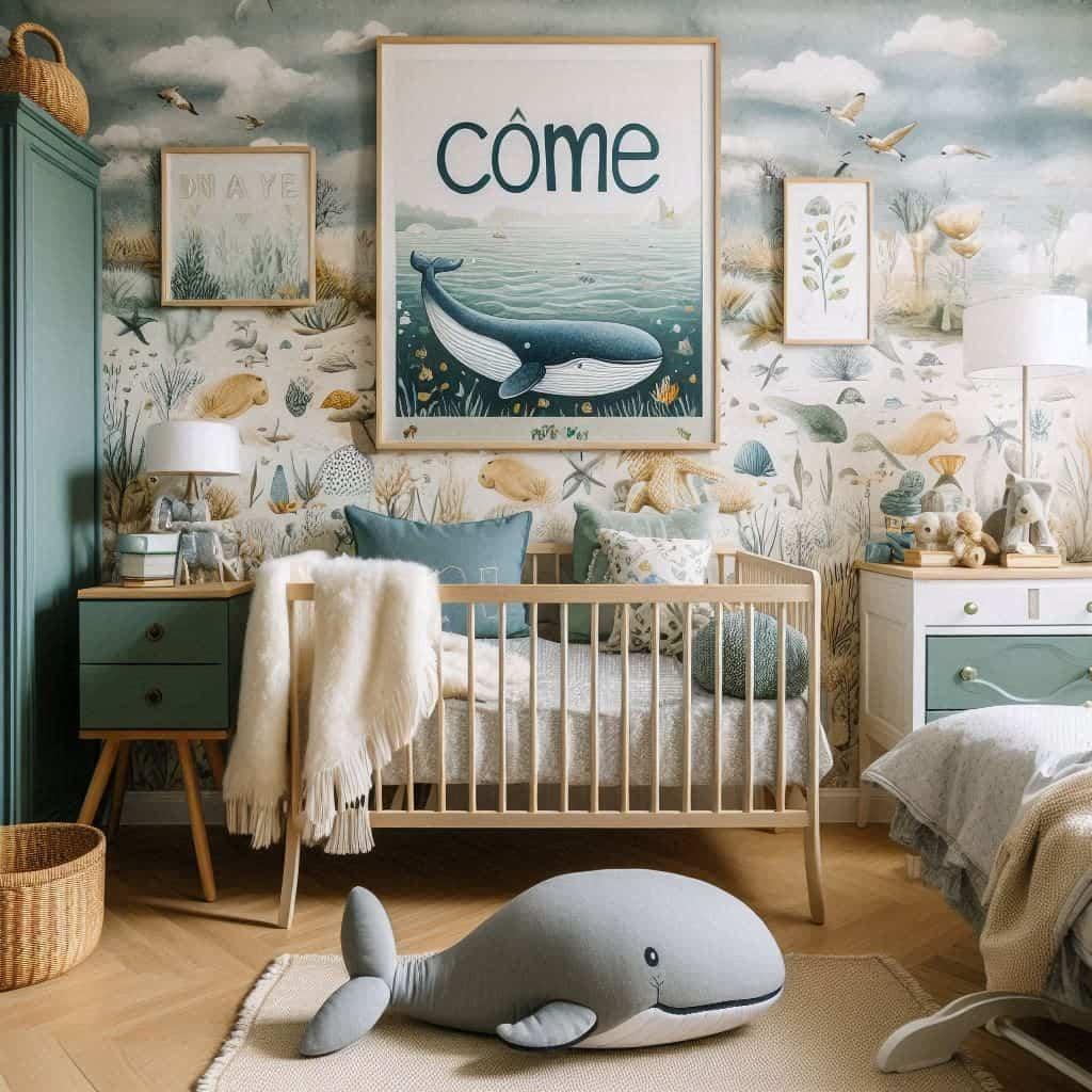 Chambre bebe sur le theme de la mer prenom come