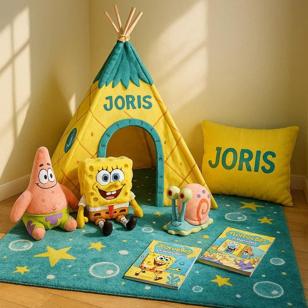 Chambre bob l eponge deco dessin anime prenom joris espace jeu enfant