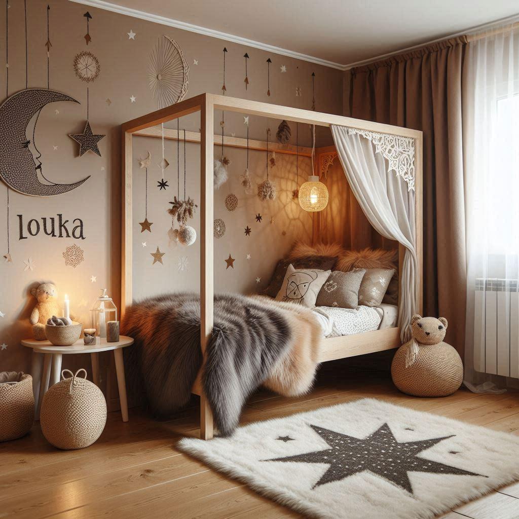 Chambre de petit garcon style scandinave personnalise avec le prenom louka