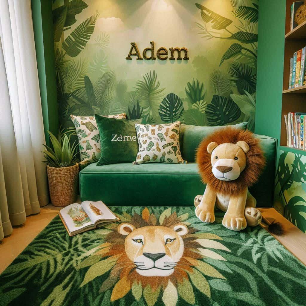 Chambre déco jungle personnalisée avec le prénom Adem