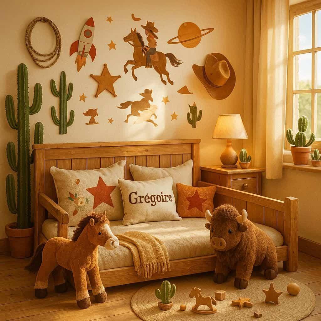 Chambre deco theme western pour un petit garcon qui se nomme gregoire