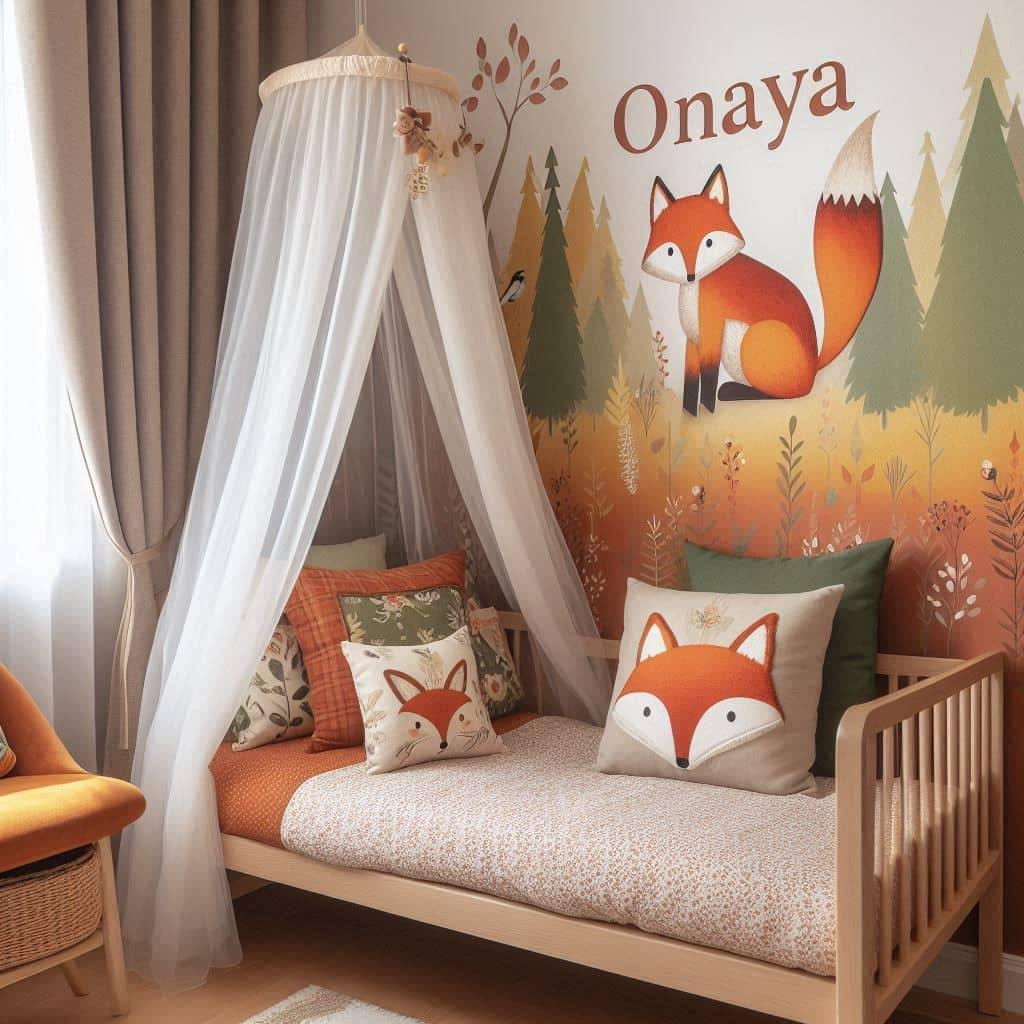 Chambre decoration renard personnalise avec le prenom onaya