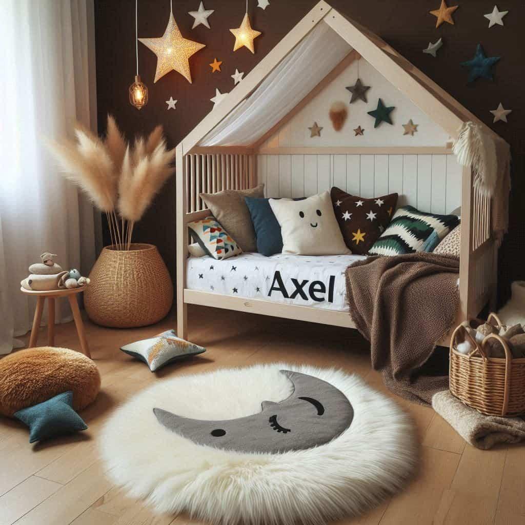 Chambre decoration scandinave personnalisee avec le prenom axel