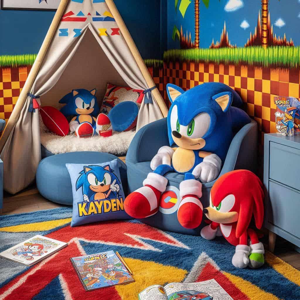 Chambre decoration sonic personnalise avec le prenom kayden