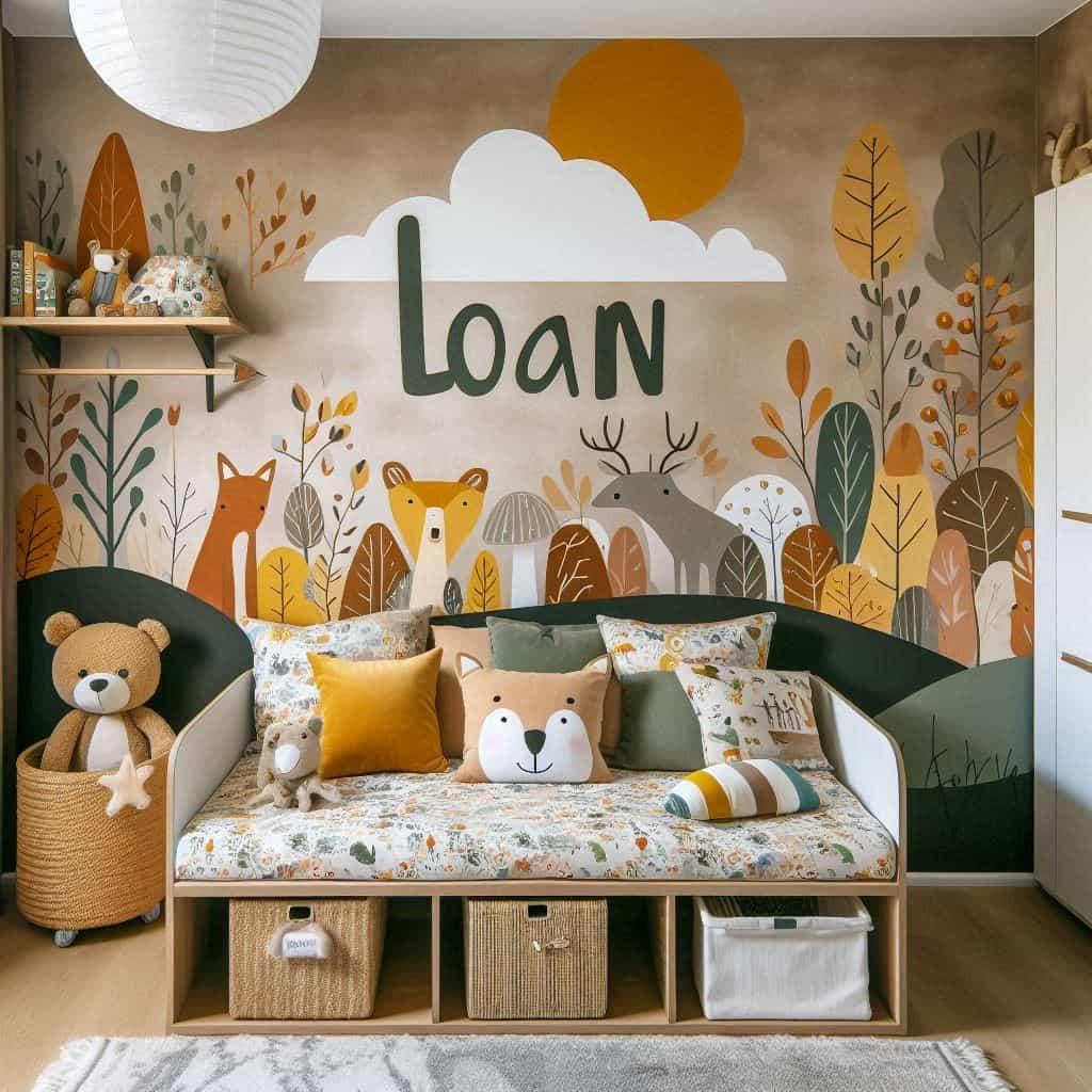 Chambre decoration theme animaux personnalisee avec le prenom loan