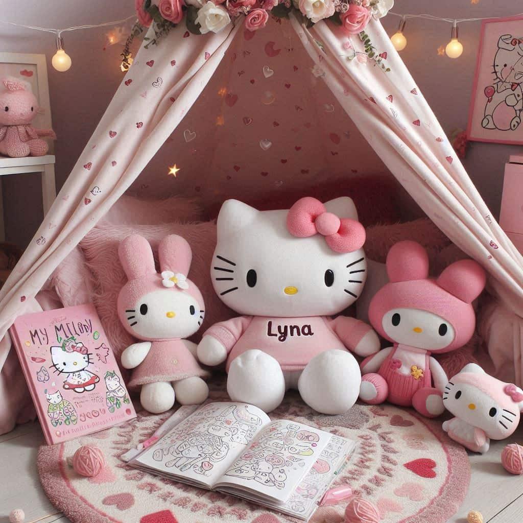 Chambre decoration theme hello kitty prenom lyna