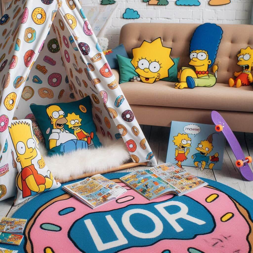 Chambre enfant coin lecture theme des simpson prenom lior