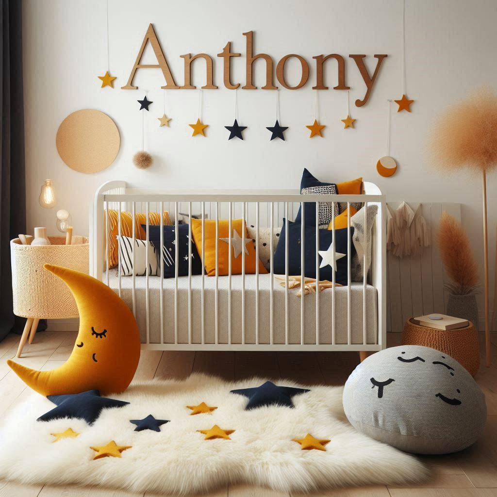 Chambre enfant couleurs chaudes berceau tendance 2025 prenom anthony