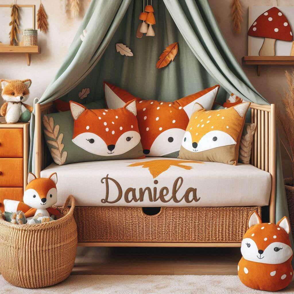 Chambre enfant decoration renard personnalisee avec le prenom daniela