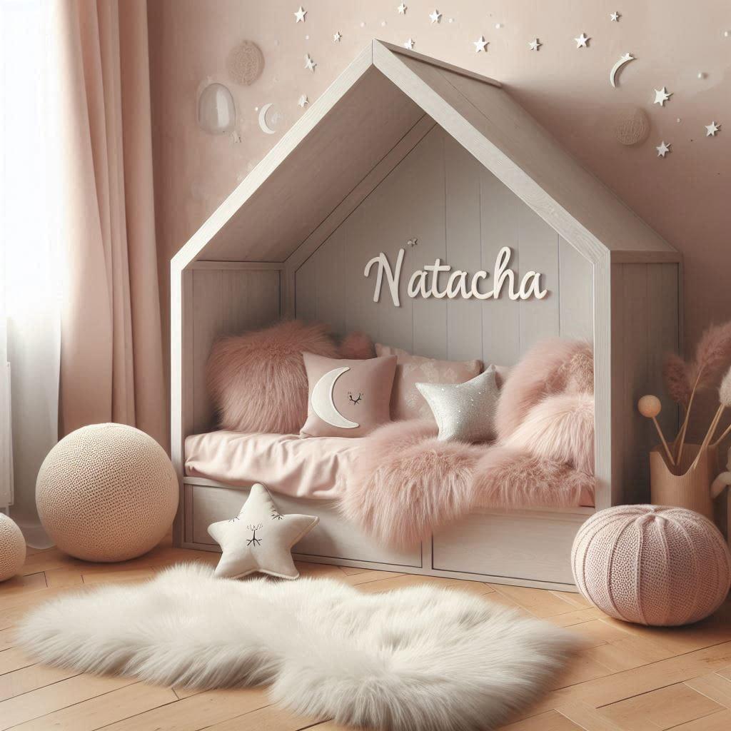Chambre fille lit cabane style deco scandinave prenom natacha